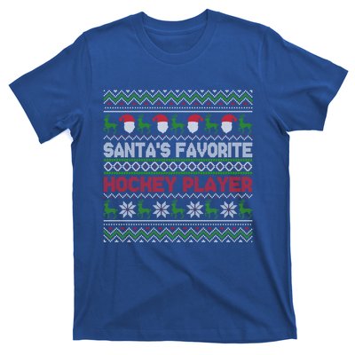 Ugly Christmas Design Funny SantaS Favorite Hockey Player Great Gift T-Shirt