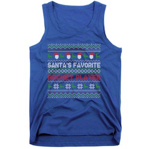 Ugly Christmas Design Funny SantaS Favorite Hockey Player Great Gift Tank Top