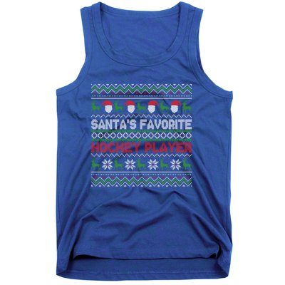 Ugly Christmas Design Funny SantaS Favorite Hockey Player Great Gift Tank Top