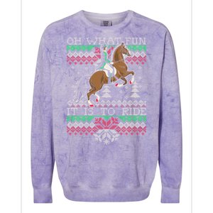 Ugly Christmas Dressage Horse Riding Cute Gift Colorblast Crewneck Sweatshirt