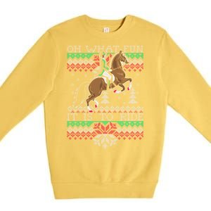 Ugly Christmas Dressage Horse Riding Cute Gift Premium Crewneck Sweatshirt