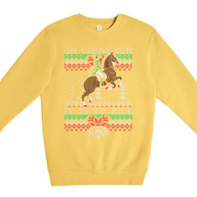 Ugly Christmas Dressage Horse Riding Cute Gift Premium Crewneck Sweatshirt