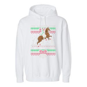 Ugly Christmas Dressage Horse Riding Cute Gift Garment-Dyed Fleece Hoodie