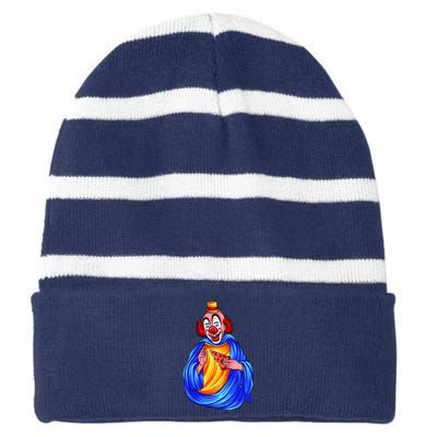 Ugly Clown Eating Pizza Striped Beanie with Solid Band