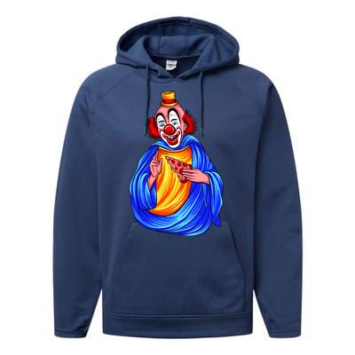 Ugly Clown Eating Pizza Performance Fleece Hoodie