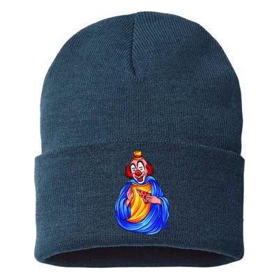 Ugly Clown Eating Pizza Sustainable Knit Beanie