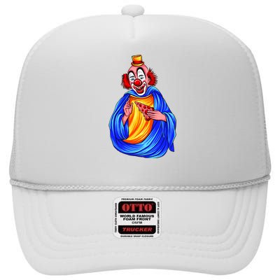 Ugly Clown Eating Pizza High Crown Mesh Back Trucker Hat