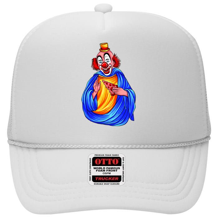 Ugly Clown Eating Pizza High Crown Mesh Back Trucker Hat