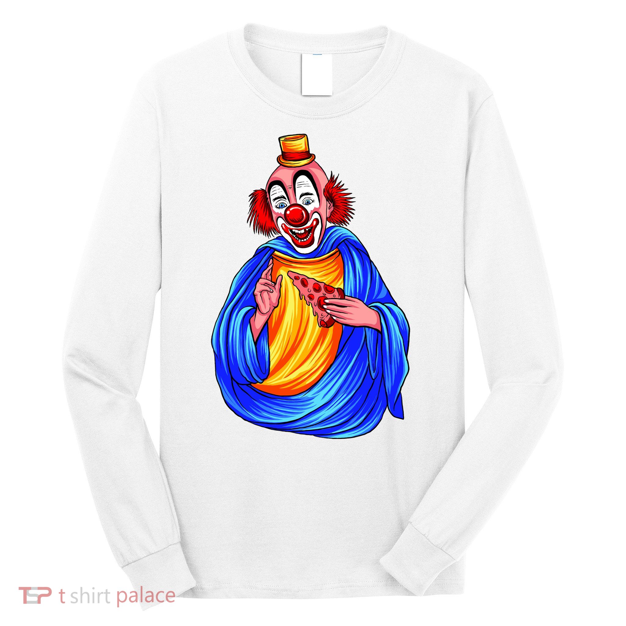 Ugly Clown Eating Pizza Long Sleeve Shirt