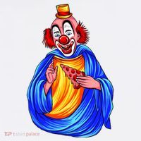 Ugly Clown Eating Pizza Button