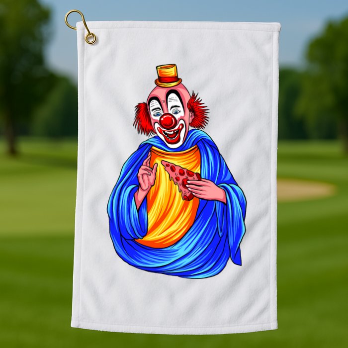 Ugly Clown Eating Pizza Golf Towel
