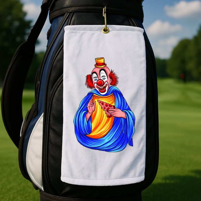 Ugly Clown Eating Pizza Golf Towel