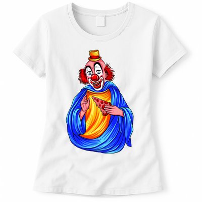 Ugly Clown Eating Pizza Womens T-Shirt