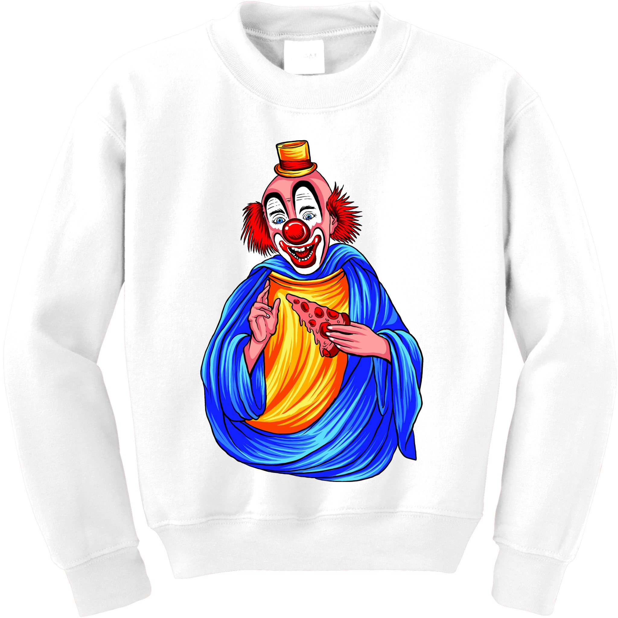 Ugly Clown Eating Pizza Kids Sweatshirt