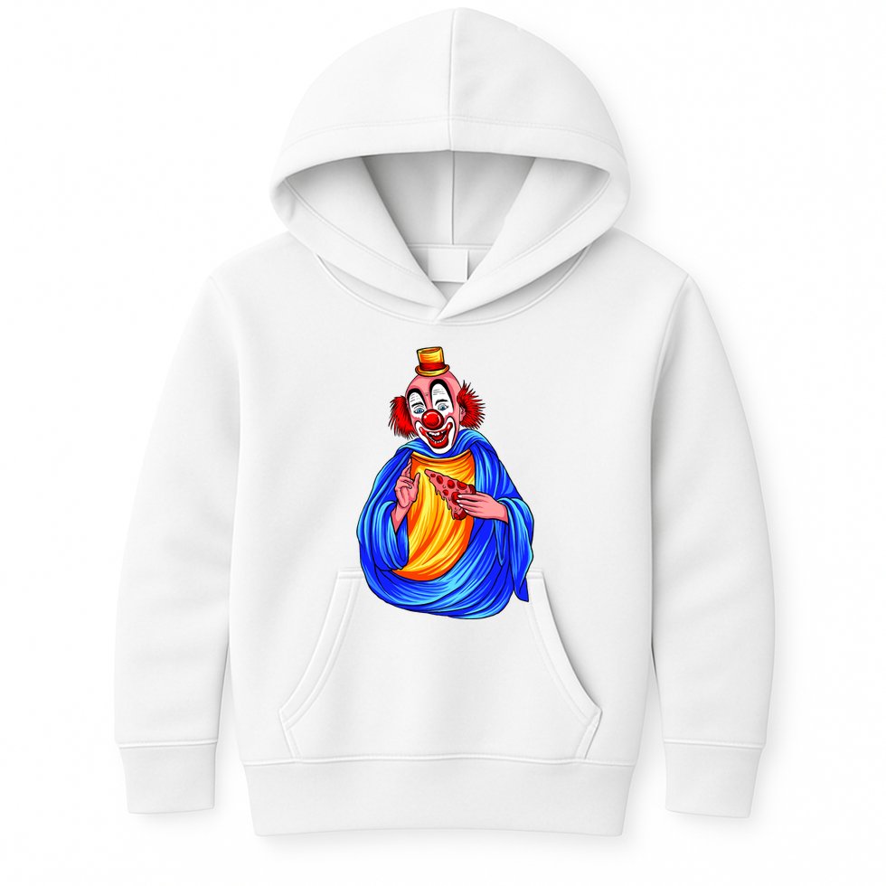 Ugly Clown Eating Pizza Kids Hoodie