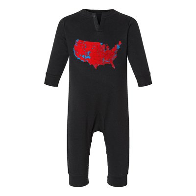 Usa County Election Map Patriotic Red And Blue Map Infant Fleece One Piece