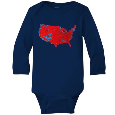 Usa County Election Map Patriotic Red And Blue Map Baby Long Sleeve Bodysuit