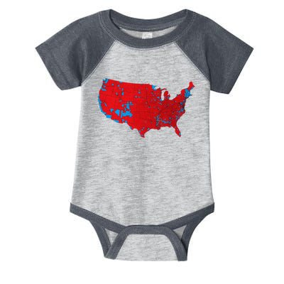 Usa County Election Map Patriotic Red And Blue Map Infant Baby Jersey Bodysuit