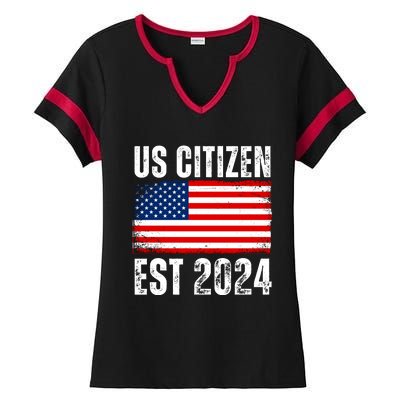 Us Citizen Est 2024 Ladies Halftime Notch Neck Tee