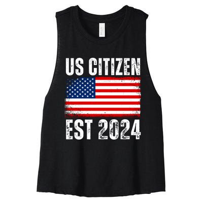 Us Citizen Est 2024 Women's Racerback Cropped Tank