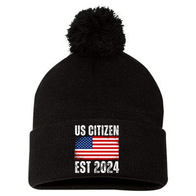 Us Citizen Est 2024 Pom Pom 12in Knit Beanie