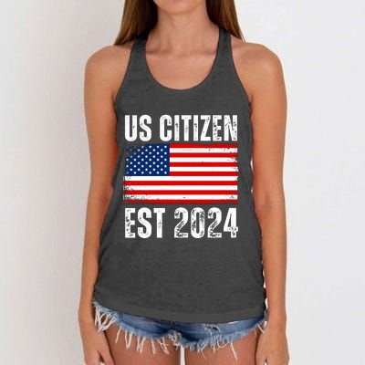 Us Citizen Est 2024 Women's Knotted Racerback Tank