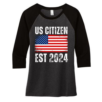 Us Citizen Est 2024 Women's Tri-Blend 3/4-Sleeve Raglan Shirt