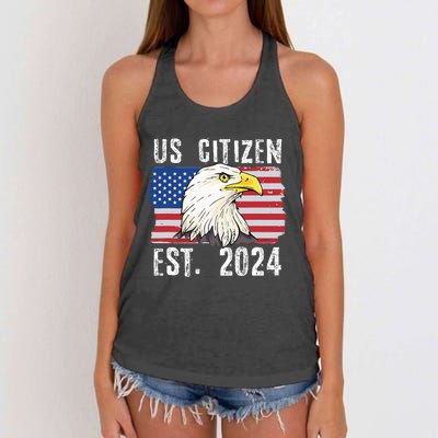 Us Citizen Est 2024 Citizenship New Usa Citizen Women's Knotted Racerback Tank