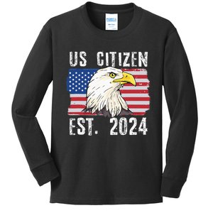 Us Citizen Est 2024 Citizenship New Usa Citizen Kids Long Sleeve Shirt