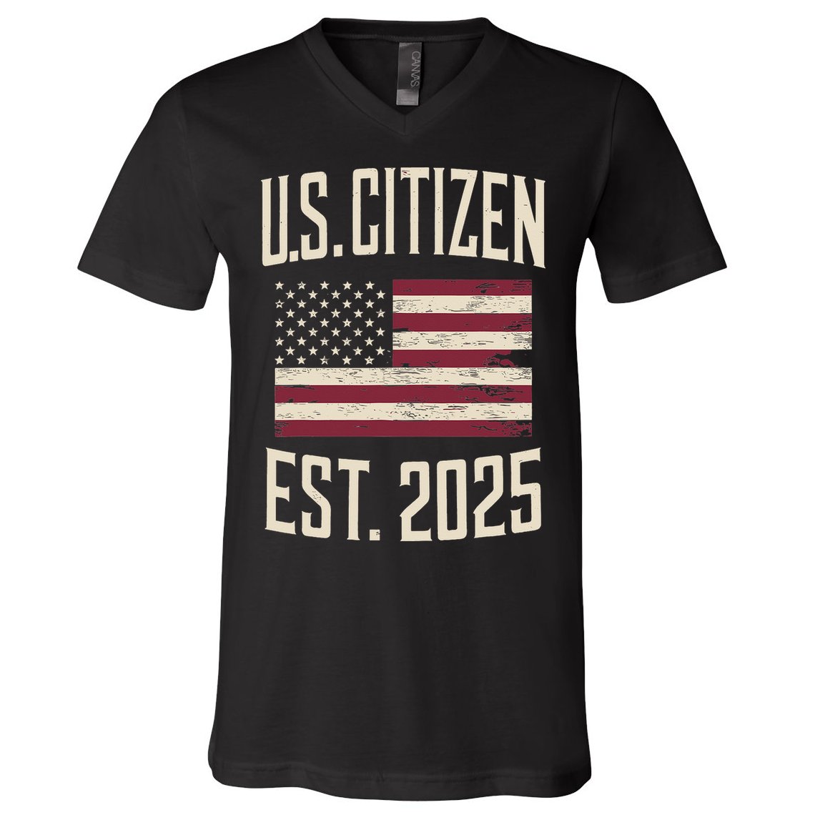 US Citizen Est 2025 Immigrant American Flag Citizenship V-Neck T-Shirt