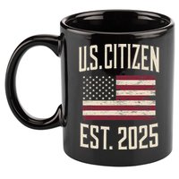 US Citizen Est 2025 Immigrant American Flag Citizenship 11oz C Handle Ceramic Mug