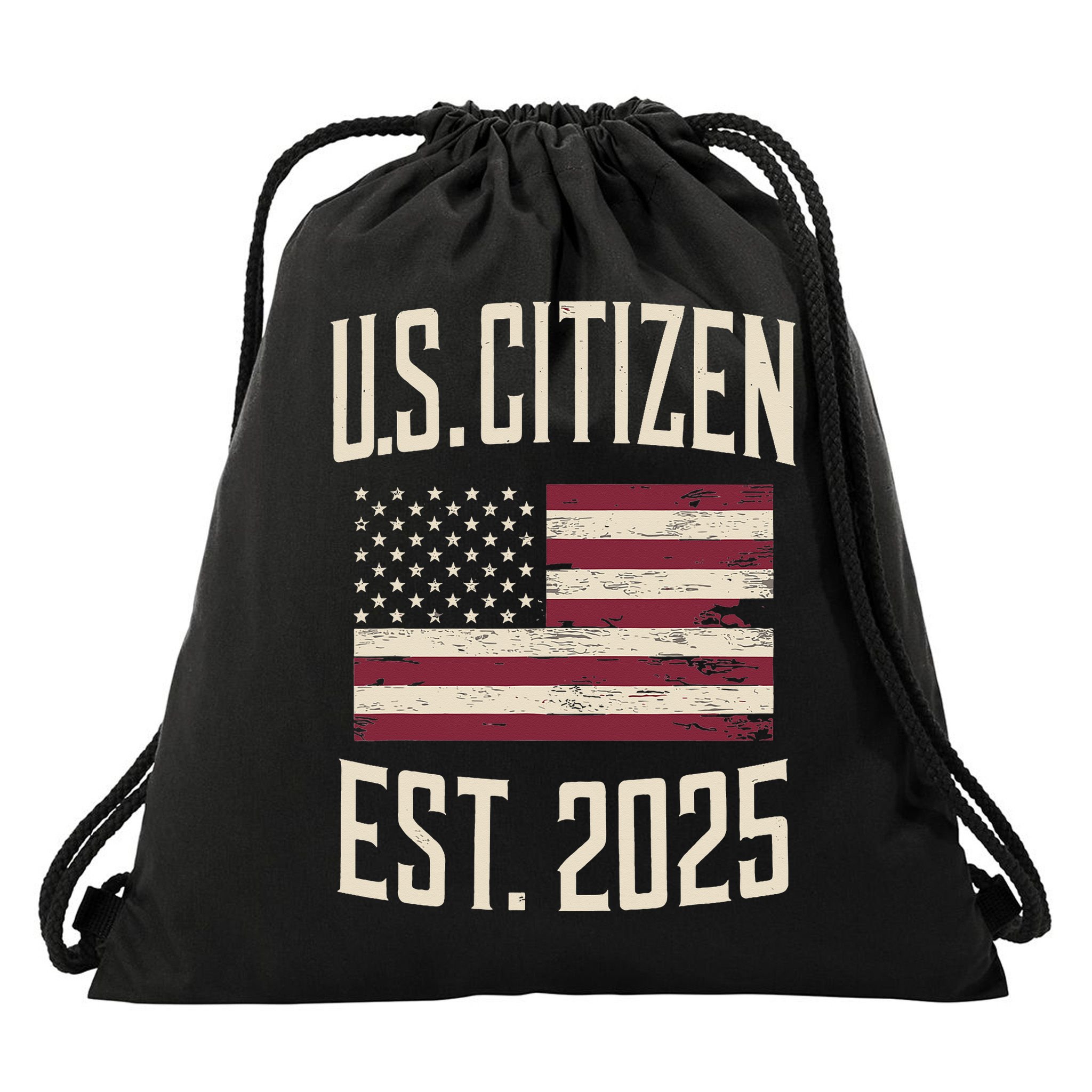 US Citizen Est 2025 Immigrant American Flag Citizenship Drawstring Bag