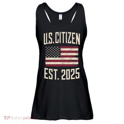 US Citizen Est 2025 Immigrant American Flag Citizenship Ladies Essential Flowy Tank