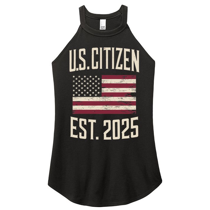 US Citizen Est 2025 Immigrant American Flag Citizenship Women's Perfect Tri Rocker Tank