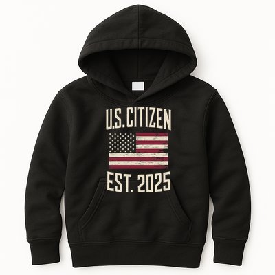 US Citizen Est 2025 Immigrant American Flag Citizenship Kids Hoodie