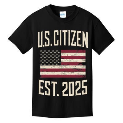 US Citizen Est 2025 Immigrant American Flag Citizenship Kids T-Shirt