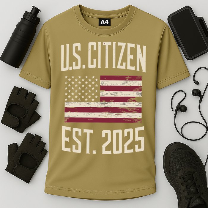 US Citizen Est 2025 Immigrant American Flag Citizenship Cooling Performance Crew T-Shirt