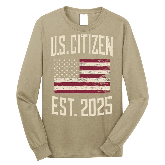 US Citizen Est 2025 Immigrant American Flag Citizenship Long Sleeve Shirt