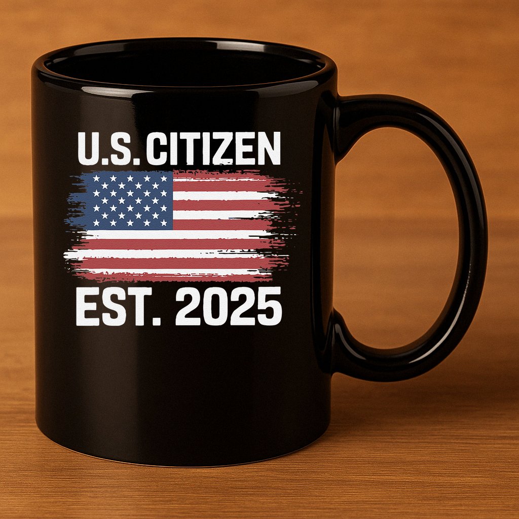Us Citizen Est 2025 Immigrant American Flag Citizenship 11oz C Handle Ceramic Mug