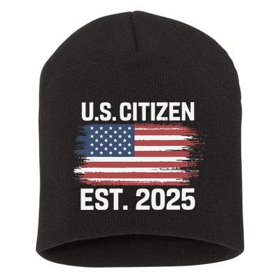 Us Citizen Est 2025 Immigrant American Flag Citizenship Short Acrylic Beanie