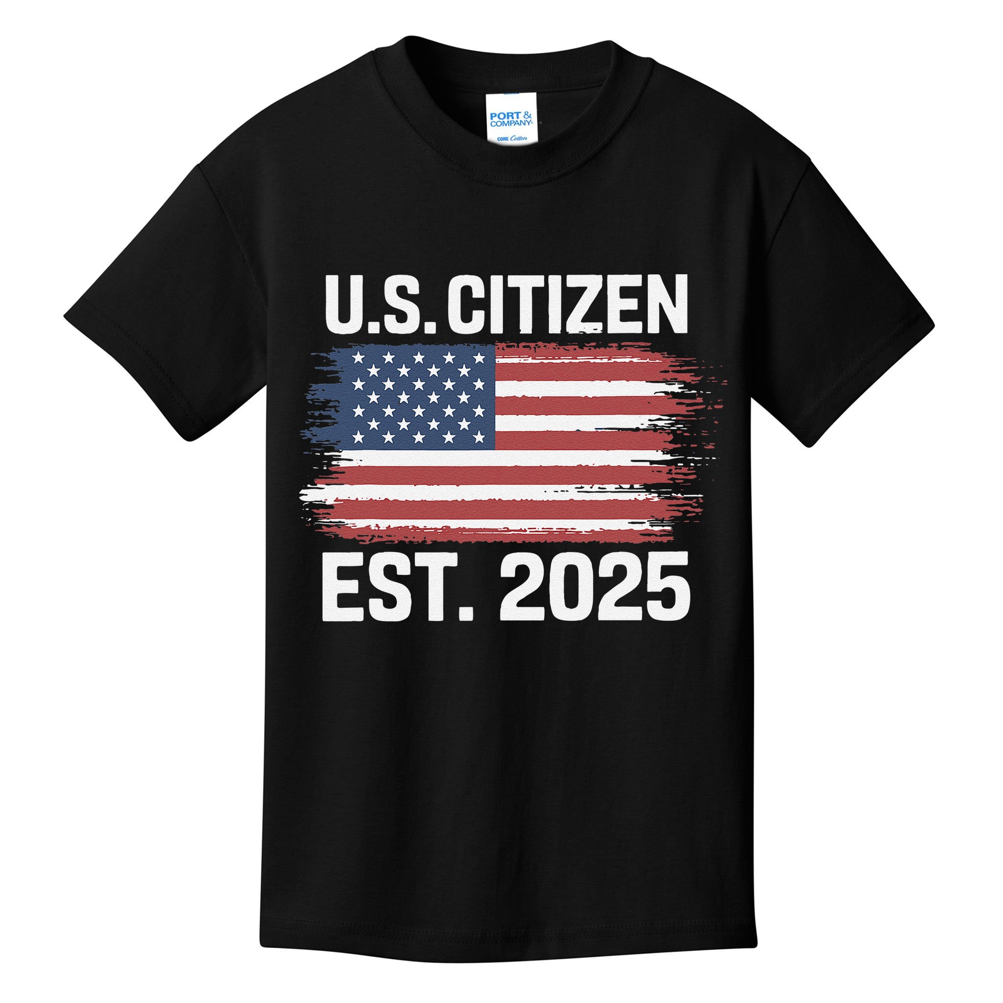Us Citizen Est 2025 Immigrant American Flag Citizenship Kids T-Shirt