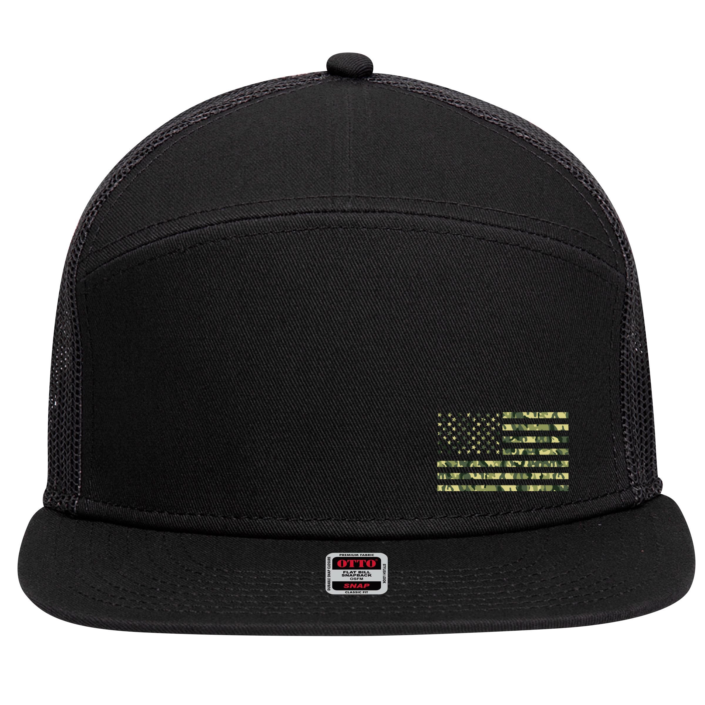 USA Camo Flag United States Of America Army Military Front & Back 7 Panel Mesh Trucker Snapback Hat