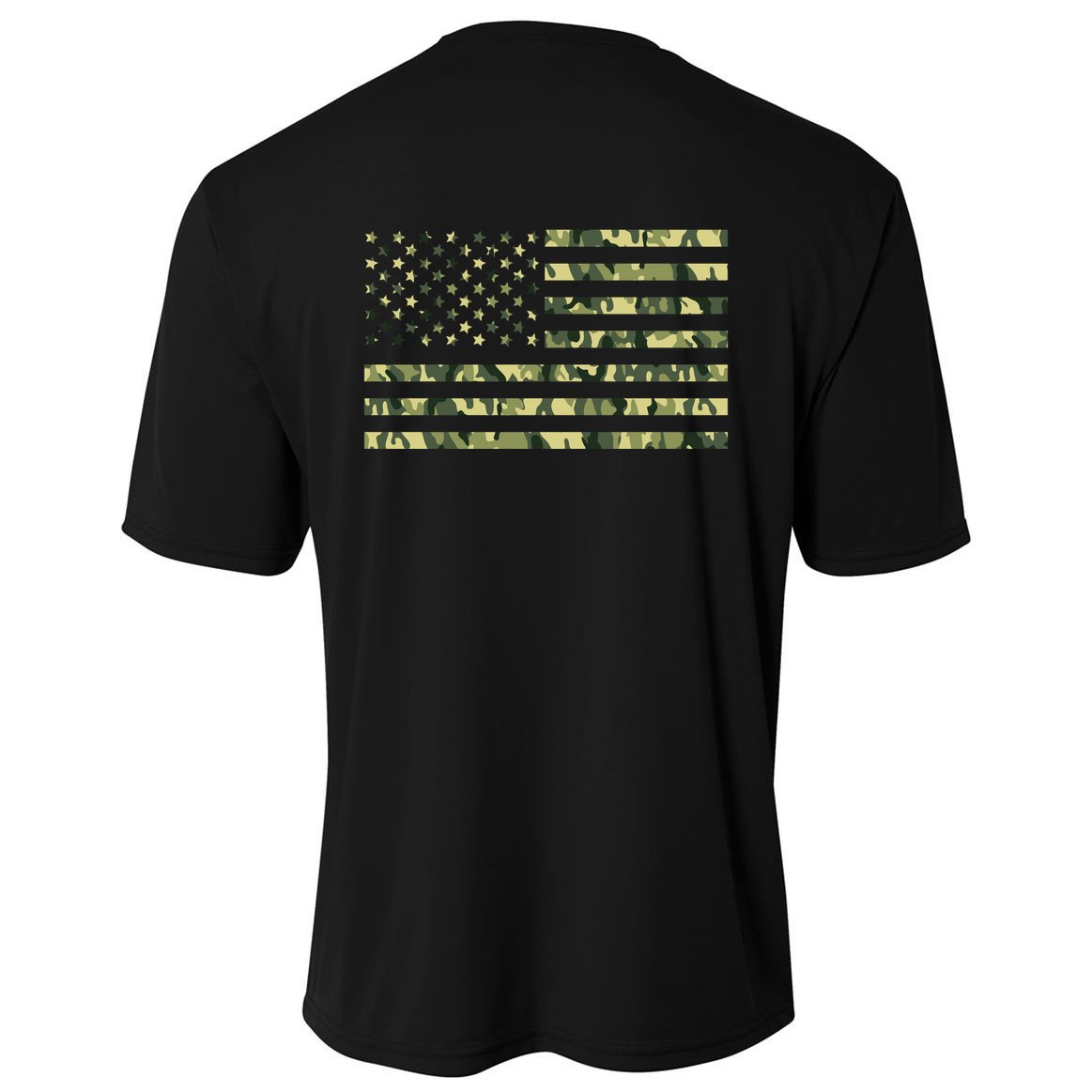 USA Camo Flag United States Of America Army Military Front & Back Cooling Performance Crew T-Shirt
