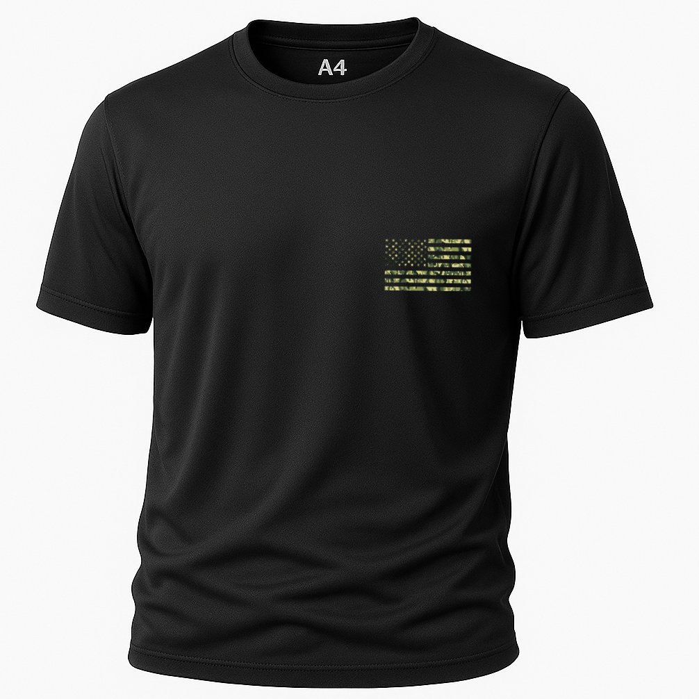 USA Camo Flag United States Of America Army Military Front & Back Cooling Performance Crew T-Shirt