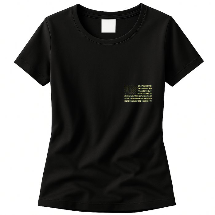 USA Camo Flag United States Of America Army Military Front & Back Womens T-Shirt