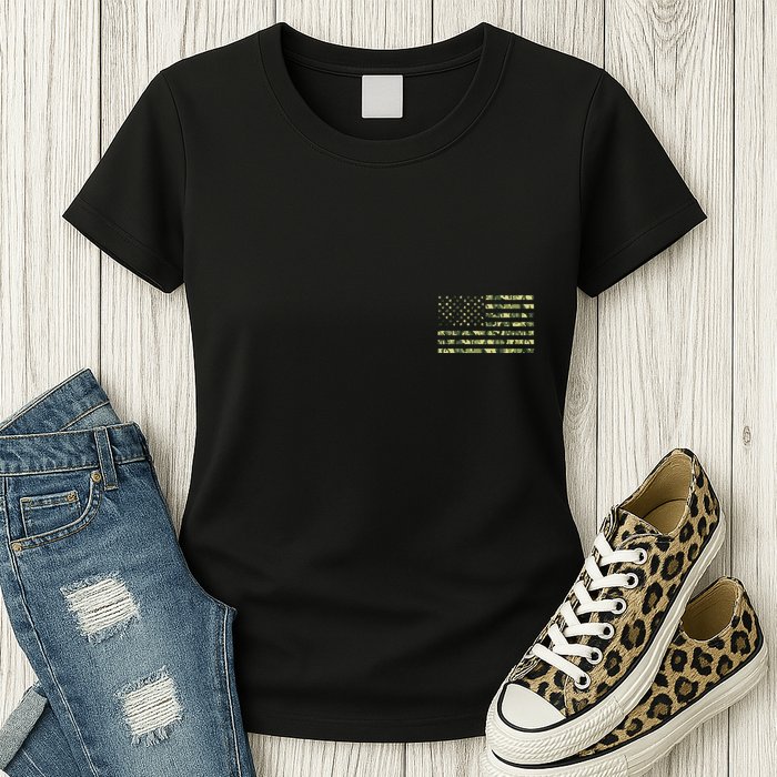 USA Camo Flag United States Of America Army Military Front & Back Womens T-Shirt