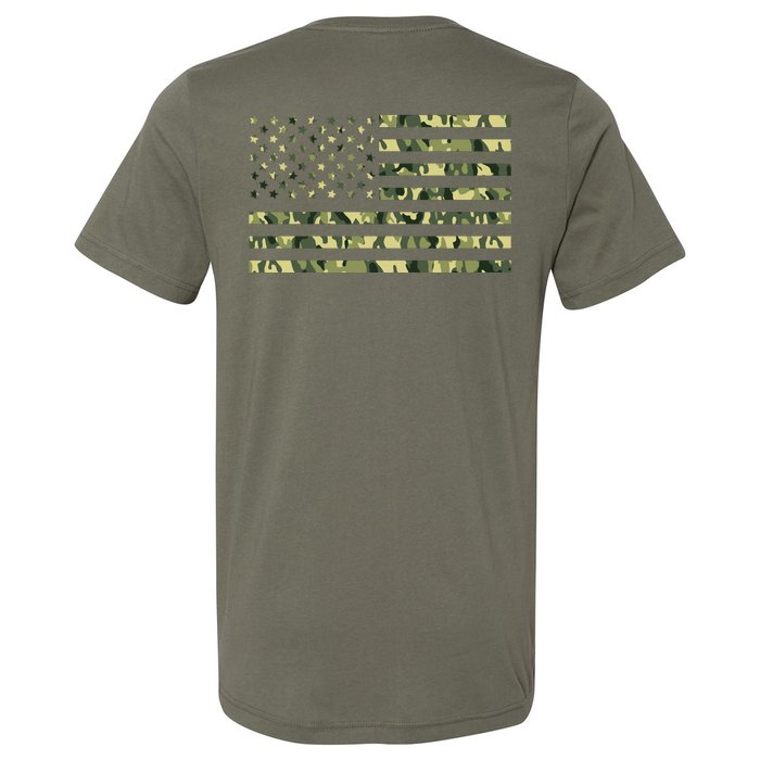 USA Camo Flag United States Of America Army Military Front & Back V-Neck T-Shirt