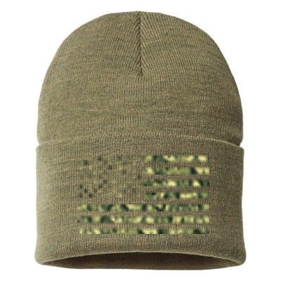 USA Camo Flag United States Of America Army Military Front & Back Sustainable Knit Beanie