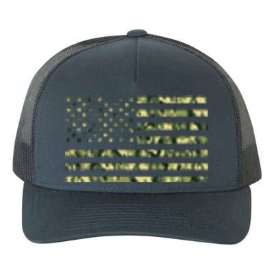 USA Camo Flag United States Of America Army Military Front & Back Yupoong Adult 5-Panel Trucker Hat