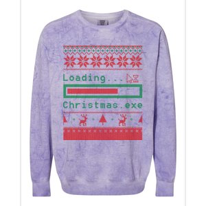 Ugly Christmas Funny Computer Geeky Loading Holiday Party Funny Gift Colorblast Crewneck Sweatshirt